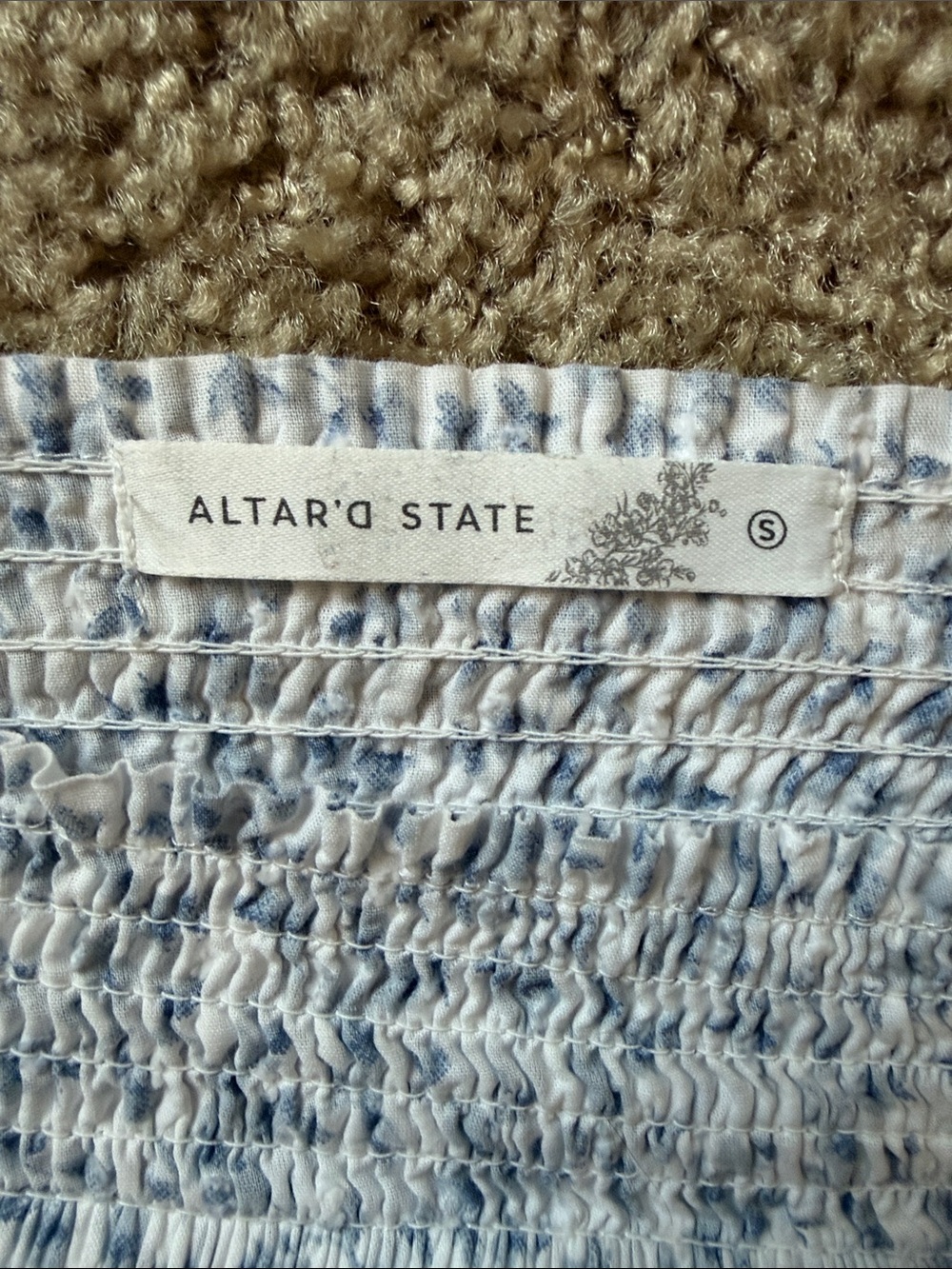 Altar’d State floral mini skirt lined ruffle crochet white blue A line circle - Picture 5 of 5